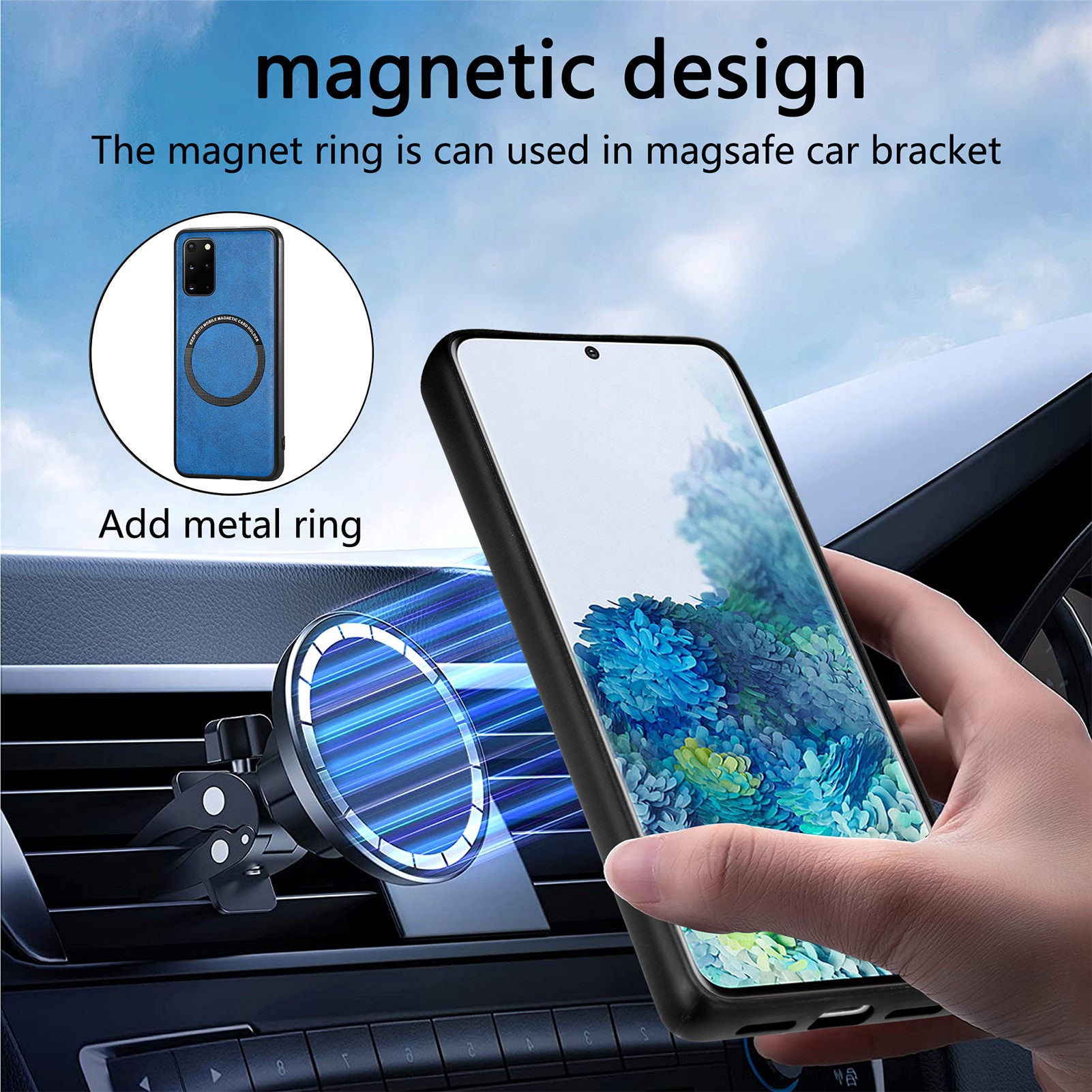 For Samsung Galaxy S20 Plus 4G / 5G Leather Coated PC TPU Cover Phone Case Compatible with MagSafe with Magnetic Holder Metal Ring For Samsung Galaxy S20 Plus 4G / 5G Leather Coated PC TPU Cover Phone Case Compatible with MagSafe with Magnetic Holder Metal Ring